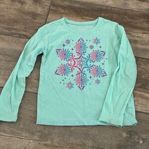 The Children's Place Aqua Snowflake Long Sleeve Tee